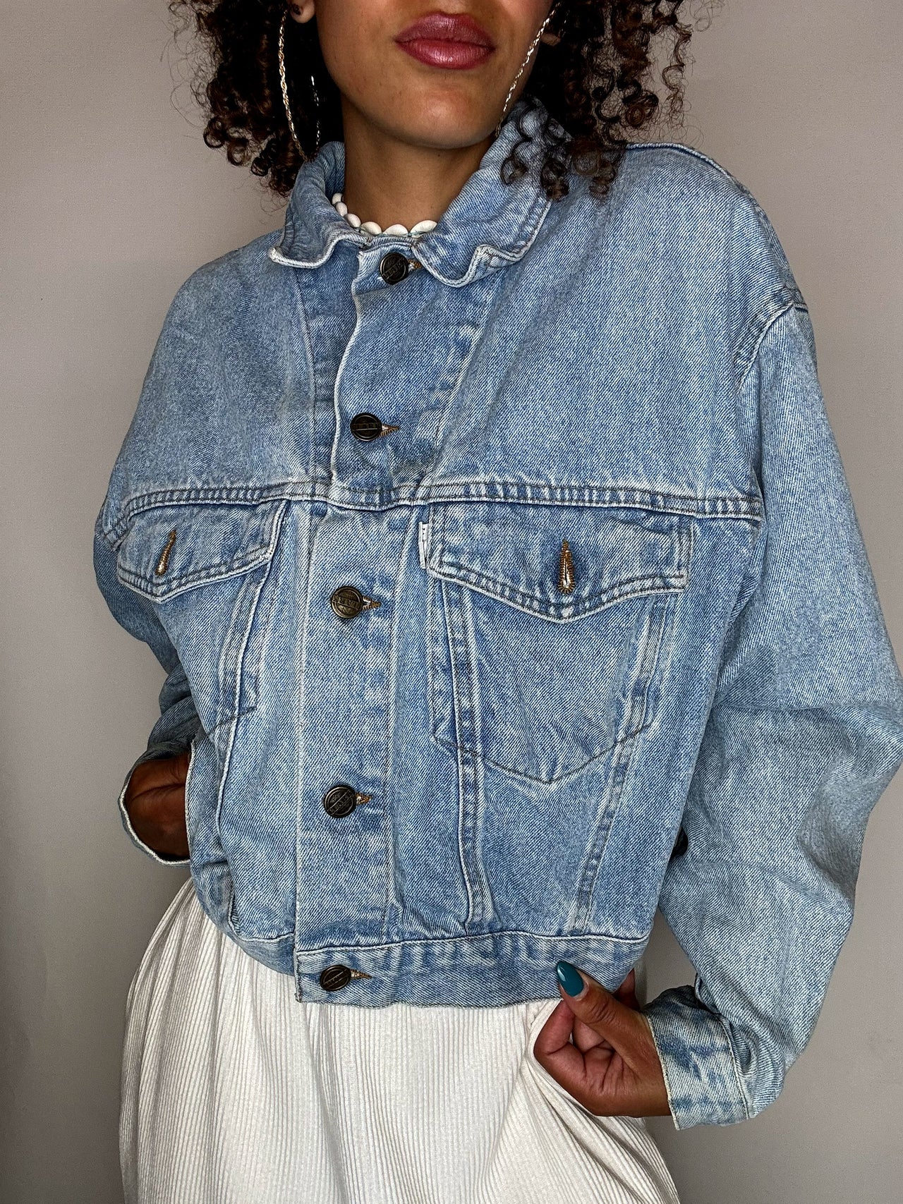 Veste en denim cropped M vintage