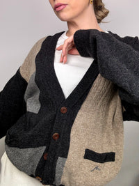 Vintage XL grafische Strickjacke