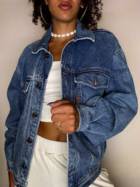 Vintage embroidered denim jacket M