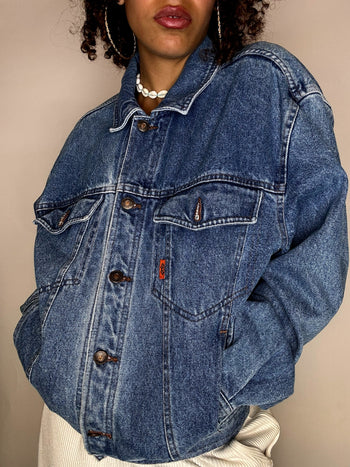 Veste en denim brodée M vintage