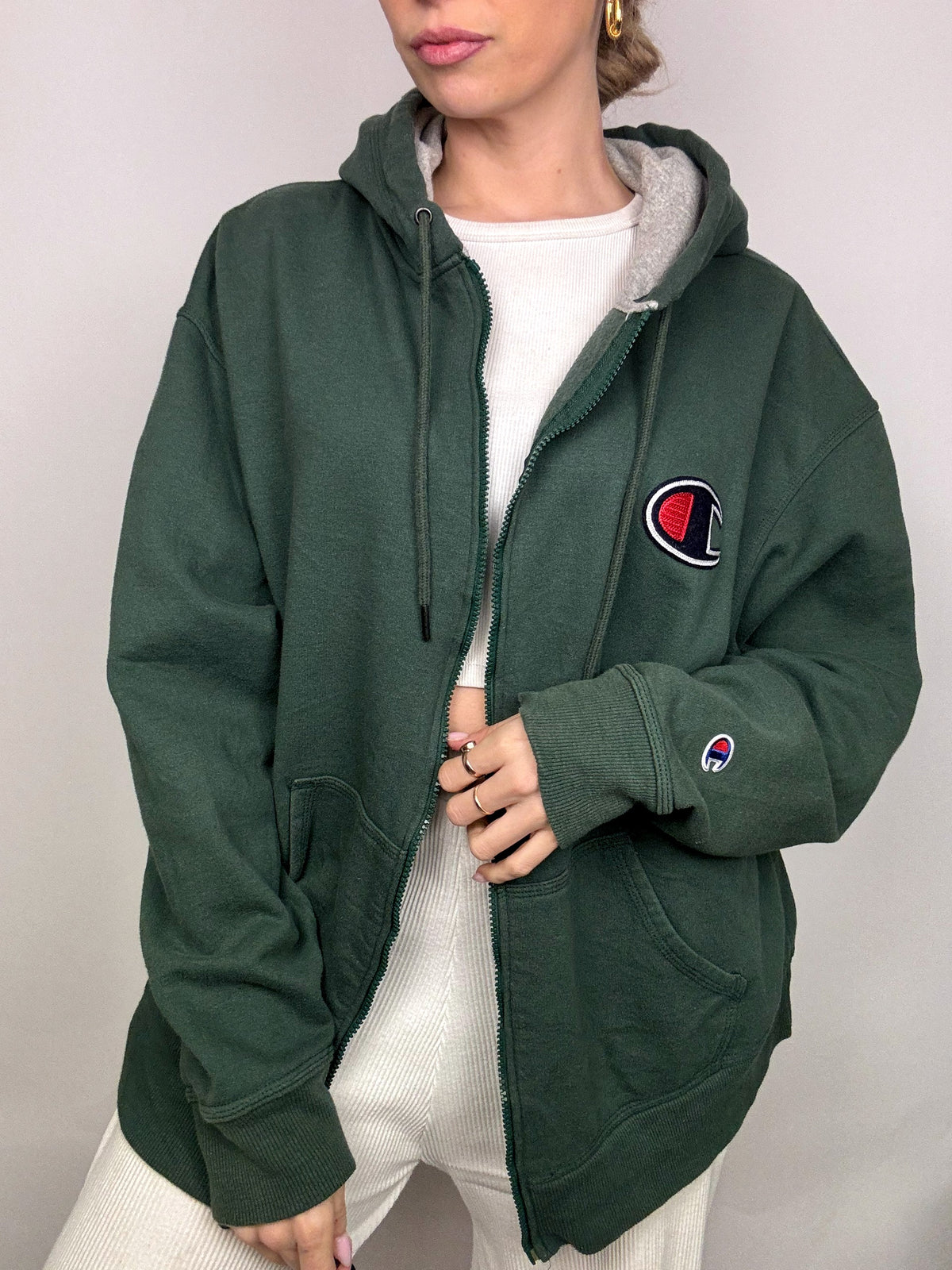 CHAMPION XL vintage khaki hoodie jacket