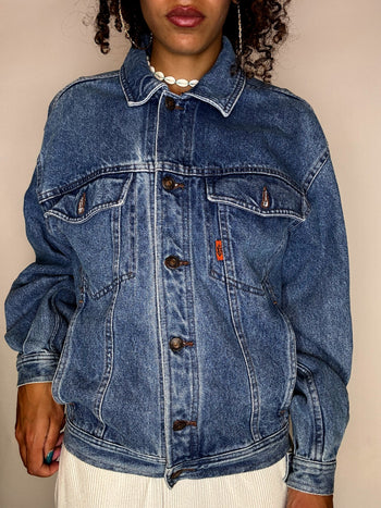 Veste en denim brodée M vintage