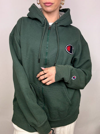 Veste sweat à capuche kaki CHAMPION XL vintage