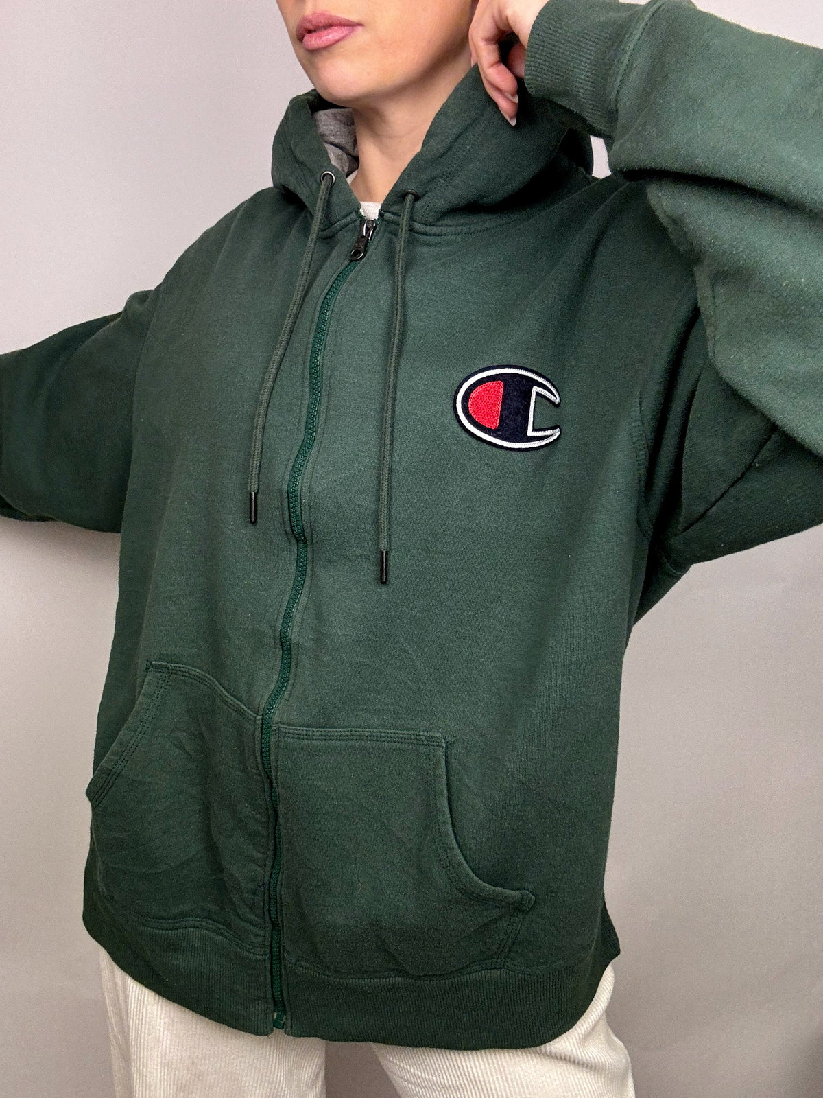 CHAMPION XL vintage khaki hoodie jacket