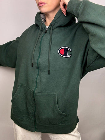 Veste sweat à capuche kaki CHAMPION XL vintage