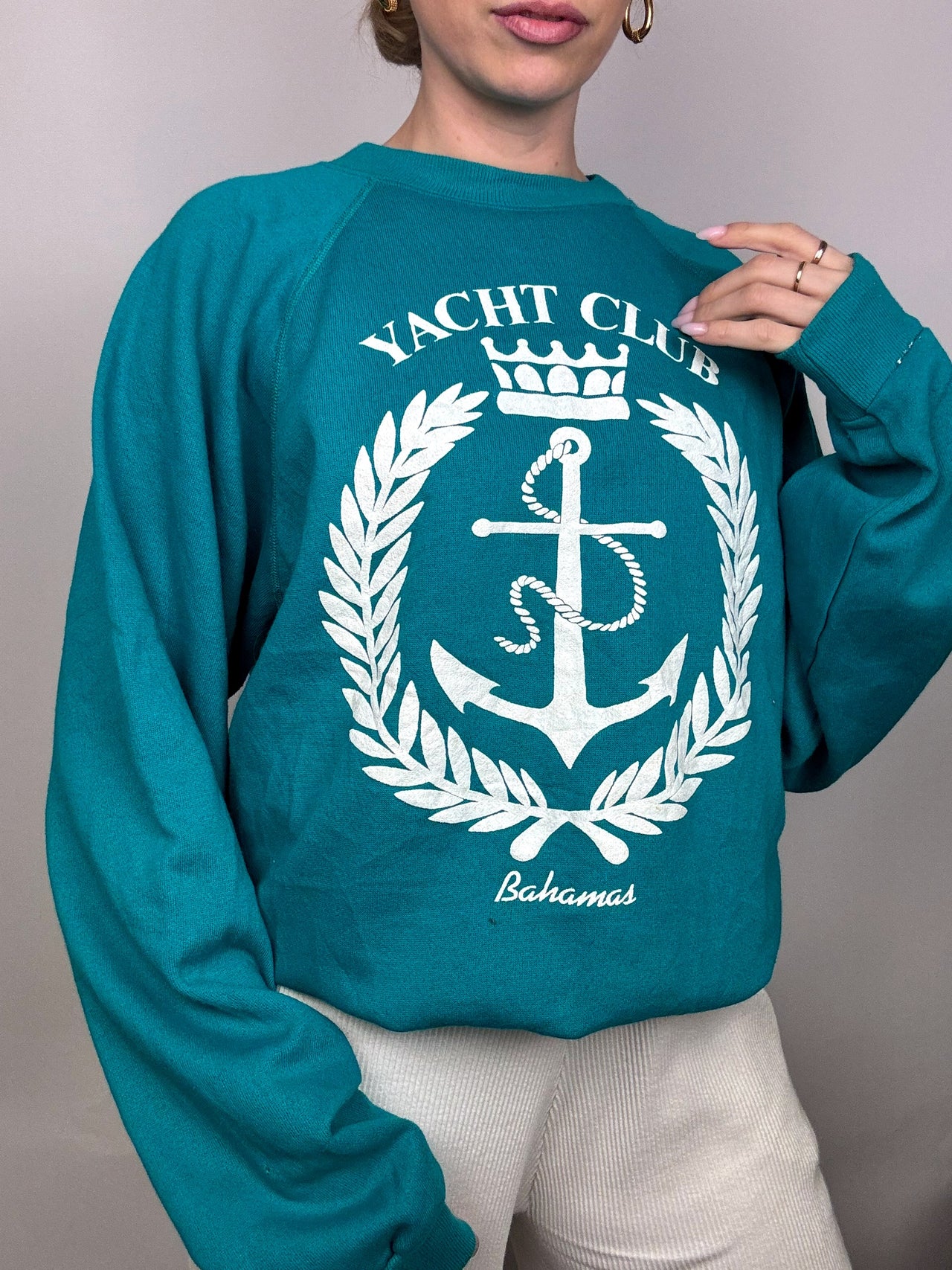 Vintage XL turquoise blue crew neck sweatshirt