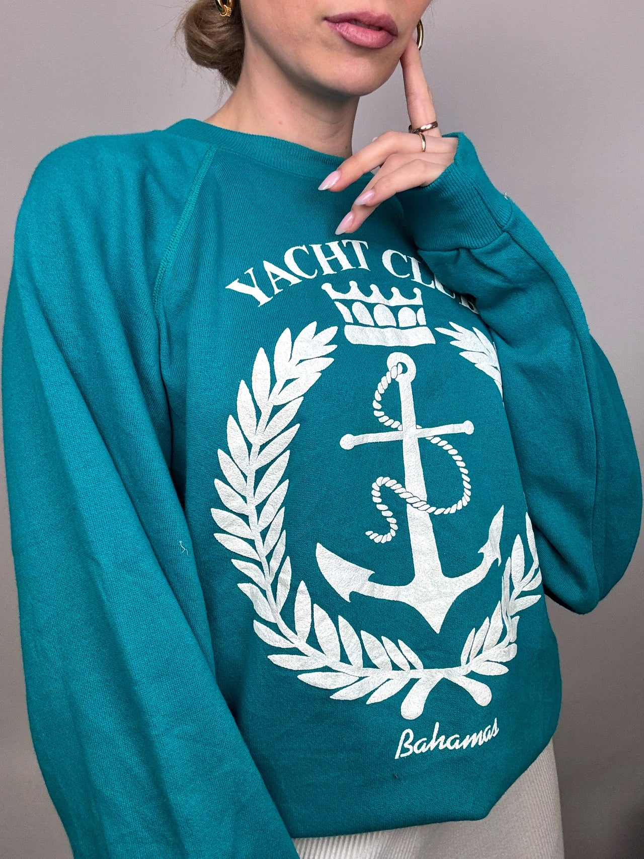 Vintage XL turquoise blue crew neck sweatshirt