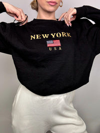 Vintage NewYork M schwarzes Rundhals-Sweatshirt
