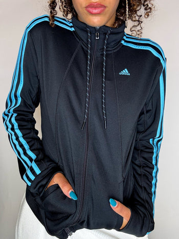 Jacket de sport noire et bleu ADIDAS S vintage