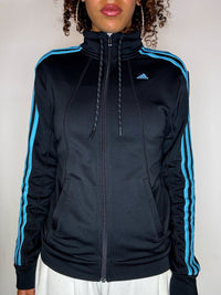 Jacket de sport noire et bleu ADIDAS S vintage