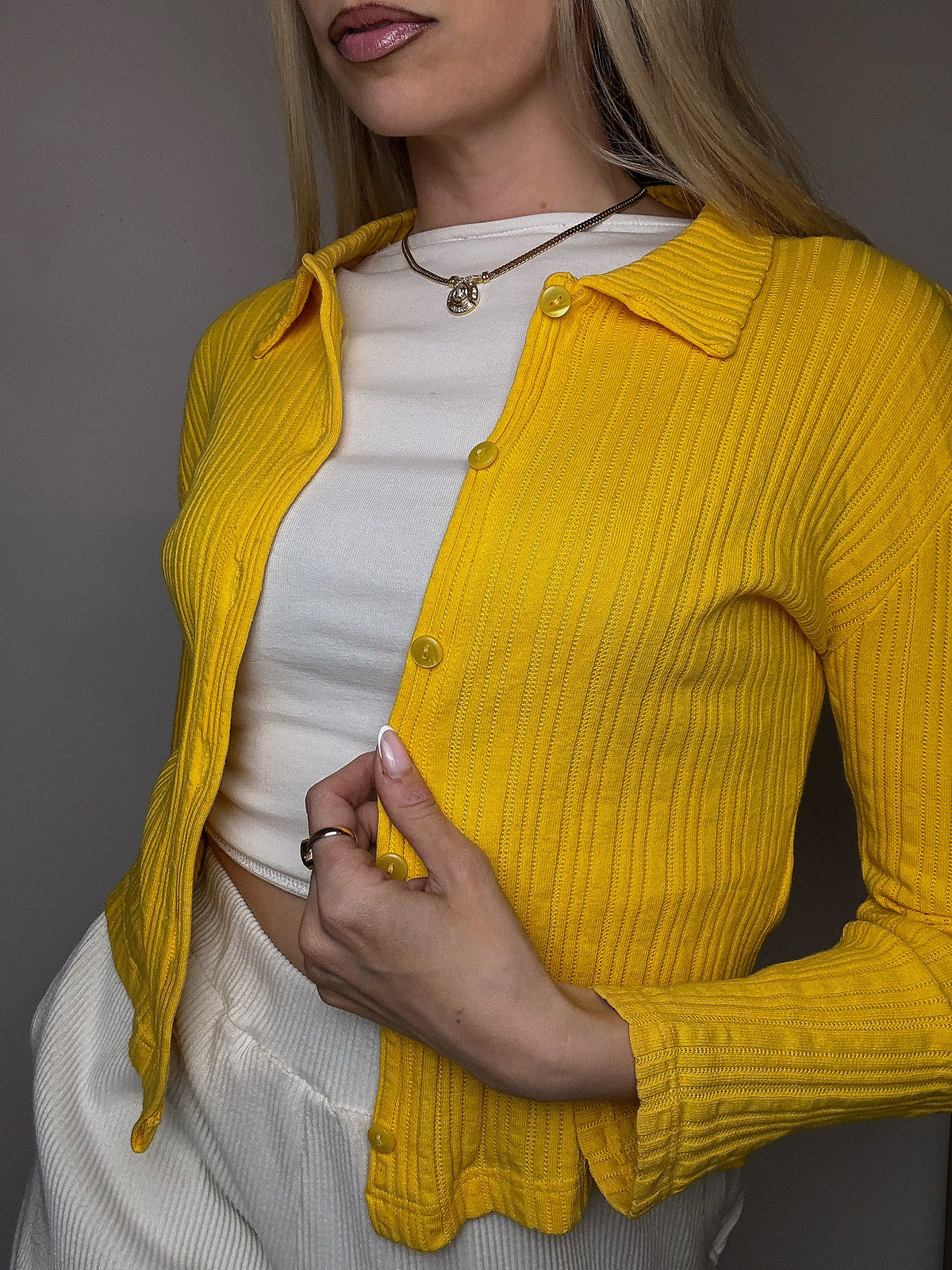 Petit cardigan jaune XS/S vintage