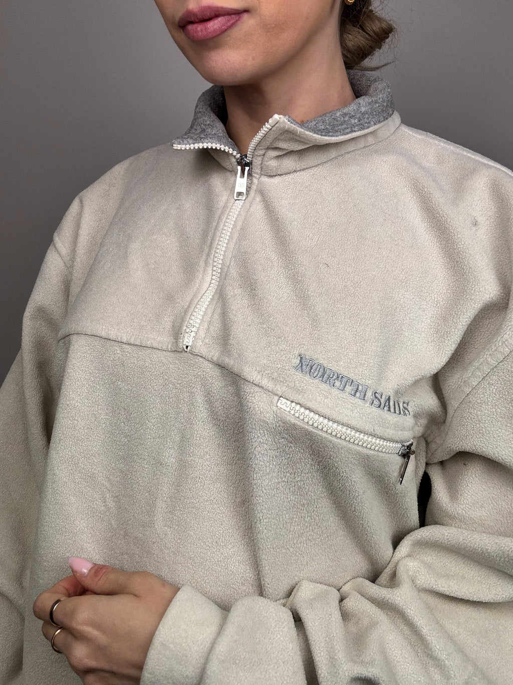 NORTH SAILS XL Vintage Cream Zip-Neck Fleece
