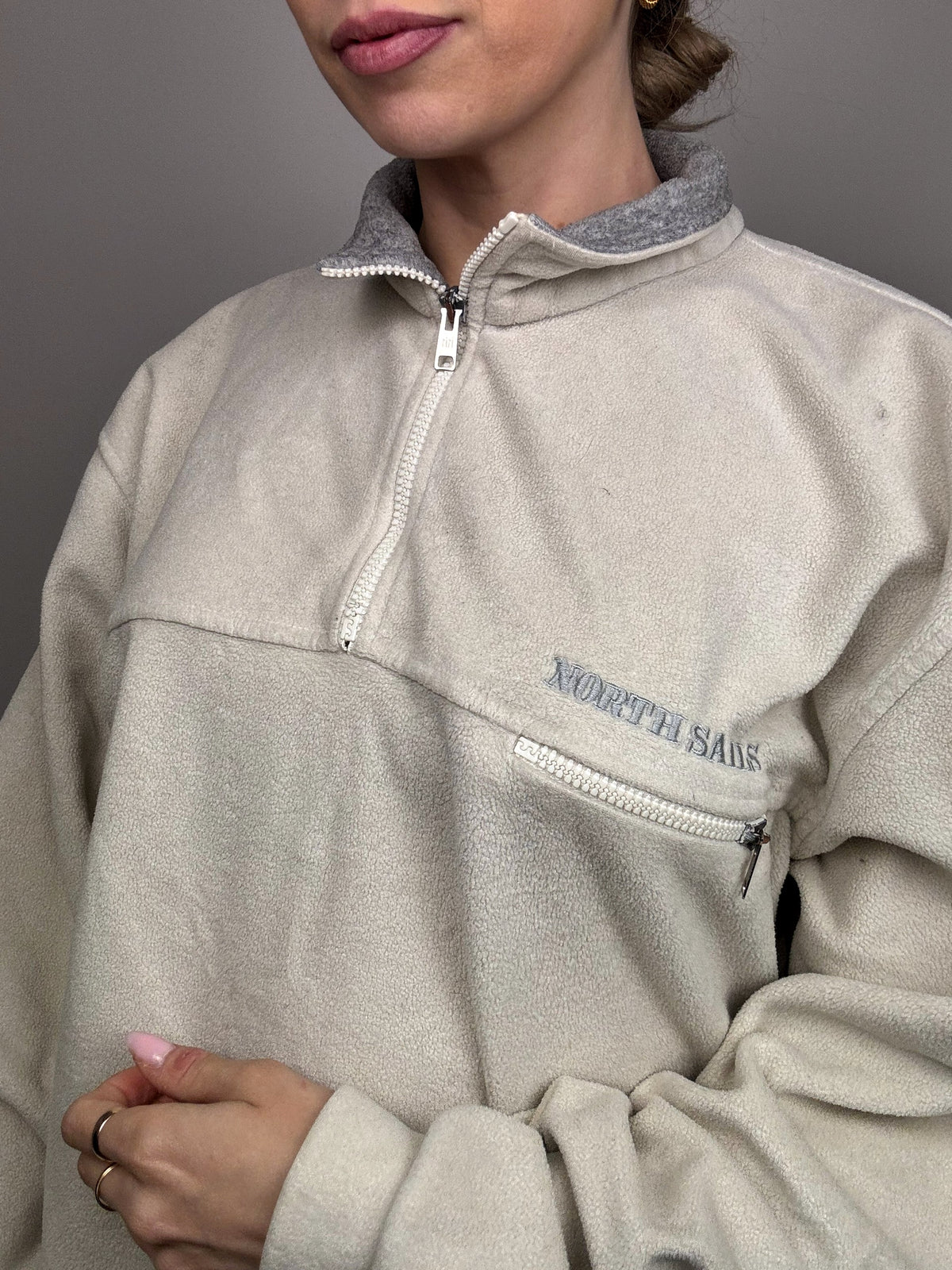 NORTH SAILS XL Vintage Cream Zip-Neck Fleece