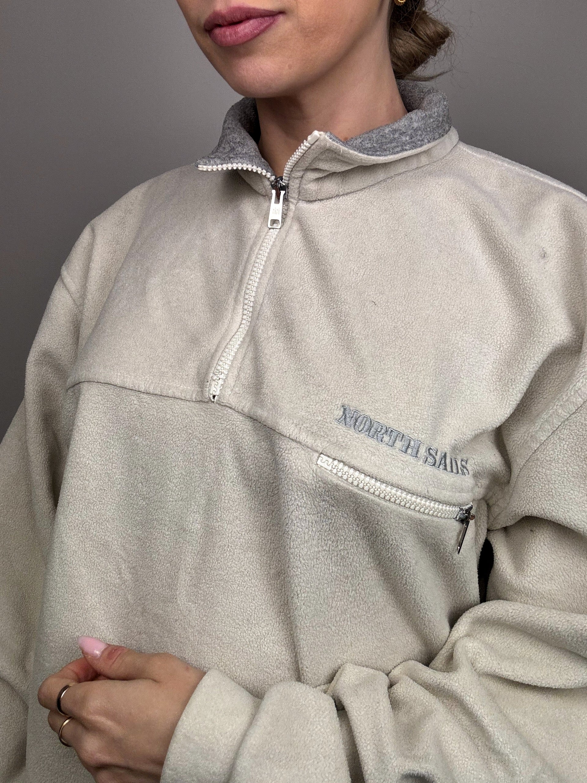 NORTH SAILS XL Vintage Cream Zip-Neck Fleece