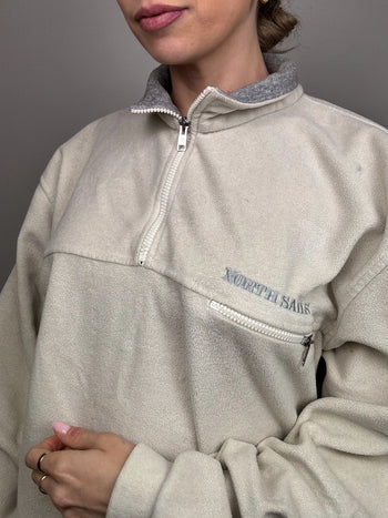 NORTH SAILS XL Vintage Cream Zip-Neck Fleece