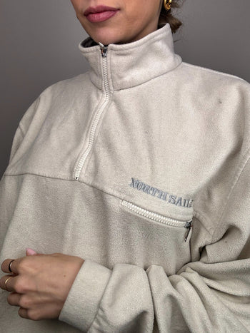 NORTH SAILS XL Vintage Cream Zip-Neck Fleece