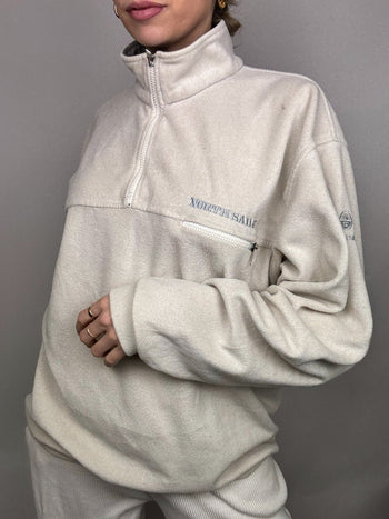 NORTH SAILS XL Vintage Cream Zip-Neck Fleece