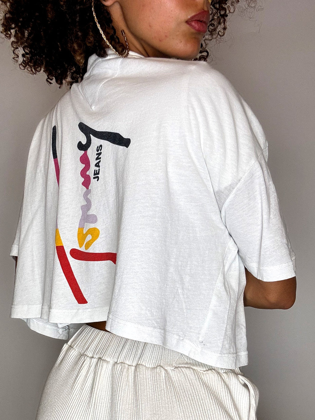 Weißes Crop-Top von TOMMY JEANS, Größe S, Vintage