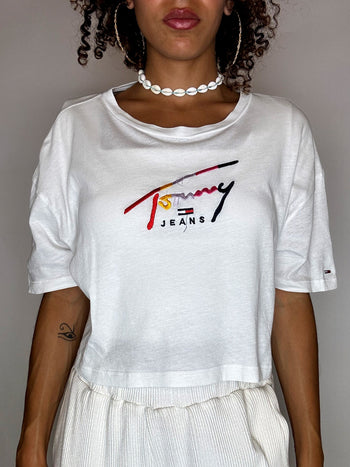Crop top blanc TOMMY JEANS S vintage