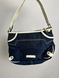 Vintage SISLEY navy fabric bag with cream details