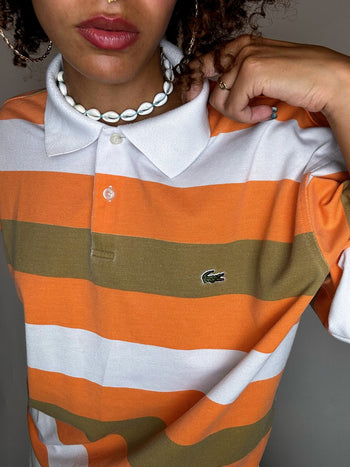 Polo rayé orange LACOSTE XL vintage