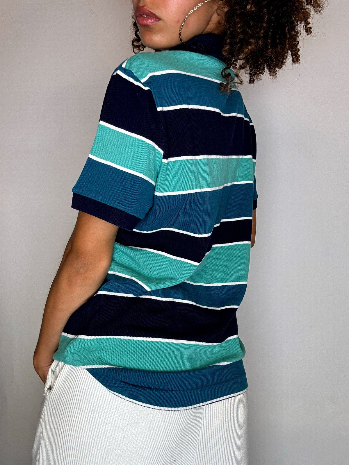 Vintage Lacoste Poloshirt mit Streifen, Größe M 
