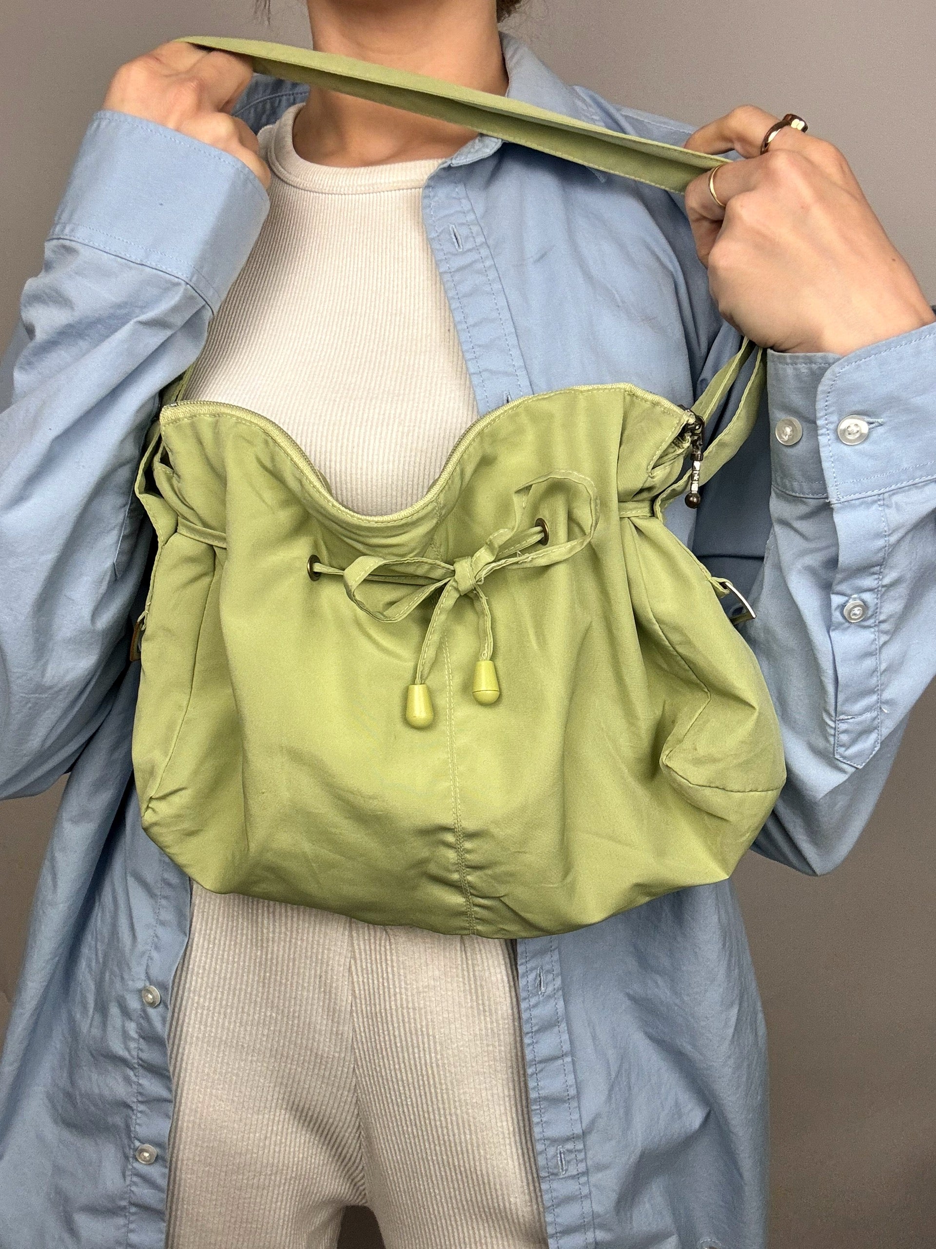 Vintage apfelgrüne Stofftasche