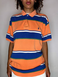 Polo rayé orange RALPH LAUREN L vintage