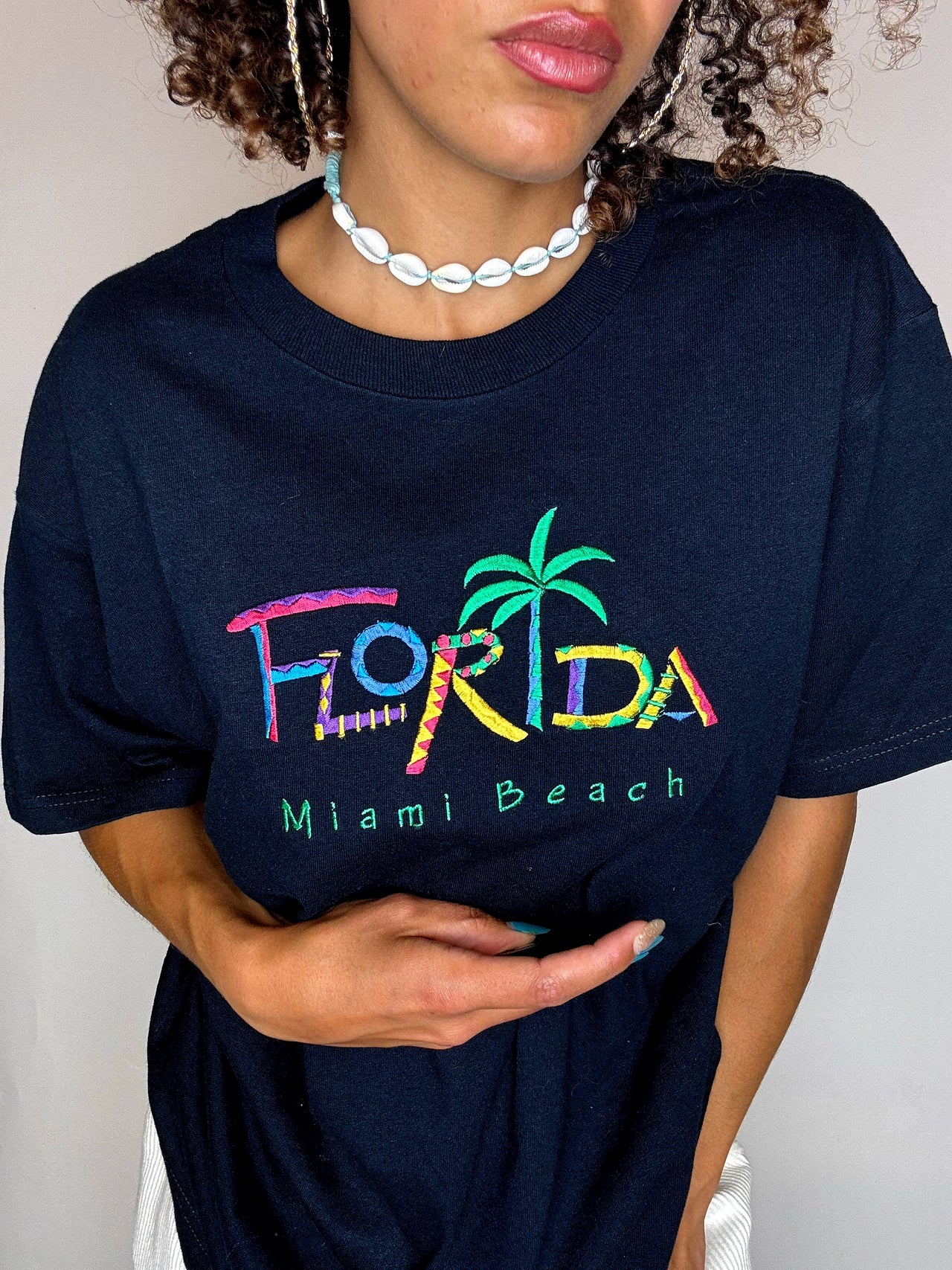 Tee shirt brodé noir FLORIDA M vintage