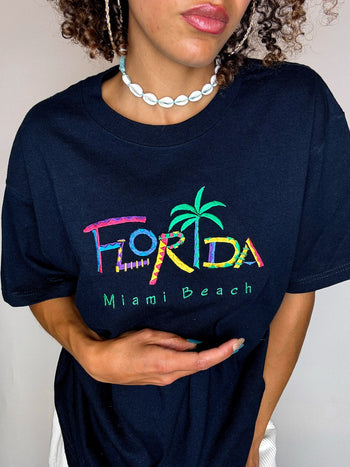 Tee shirt brodé noir FLORIDA M vintage