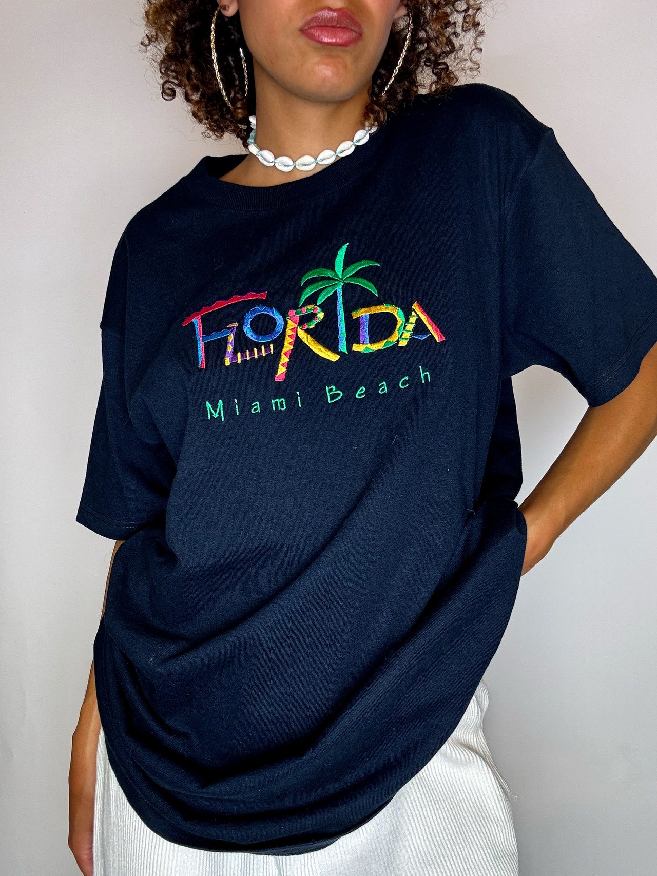 Tee shirt brodé noir FLORIDA M vintage