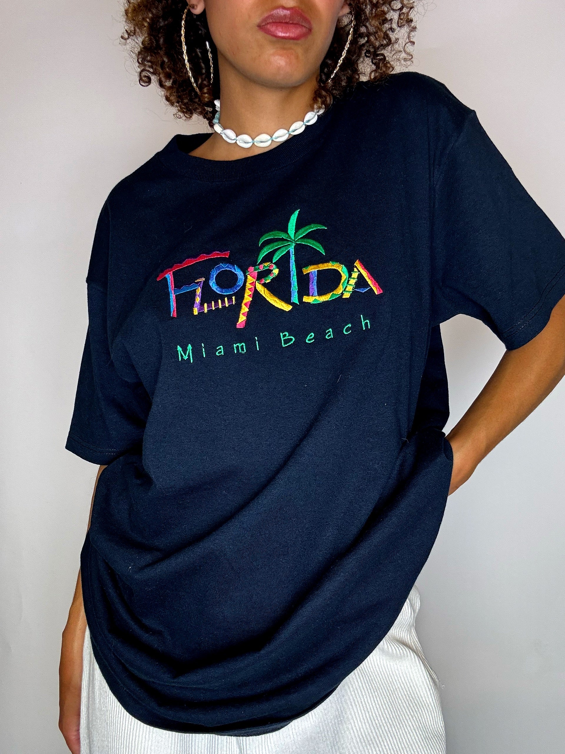 Tee shirt brodé noir FLORIDA M vintage