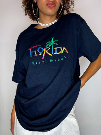 Tee shirt brodé noir FLORIDA M vintage