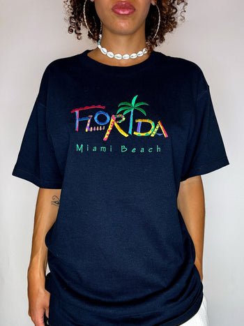 Tee shirt brodé noir FLORIDA M vintage