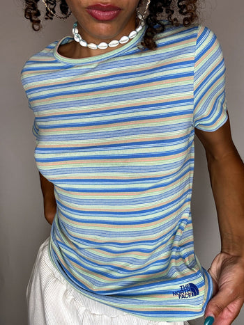Tee shirt rayé bleu THE NORTH FACE S vintage