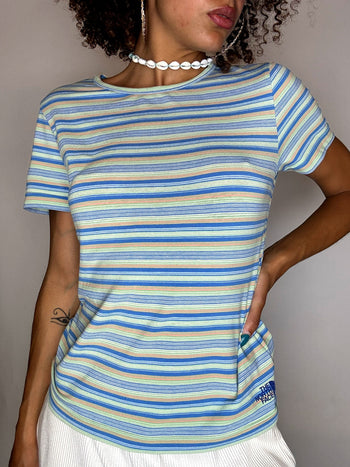 Tee shirt rayé bleu THE NORTH FACE S vintage