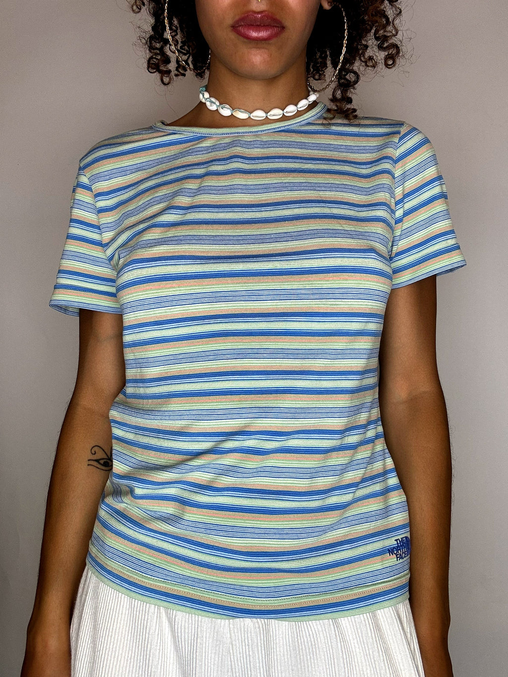 Tee shirt rayé bleu THE NORTH FACE S vintage