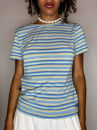 Tee shirt rayé bleu THE NORTH FACE S vintage