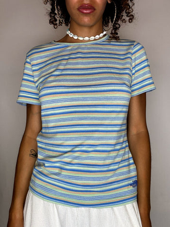 Tee shirt rayé bleu THE NORTH FACE S vintage