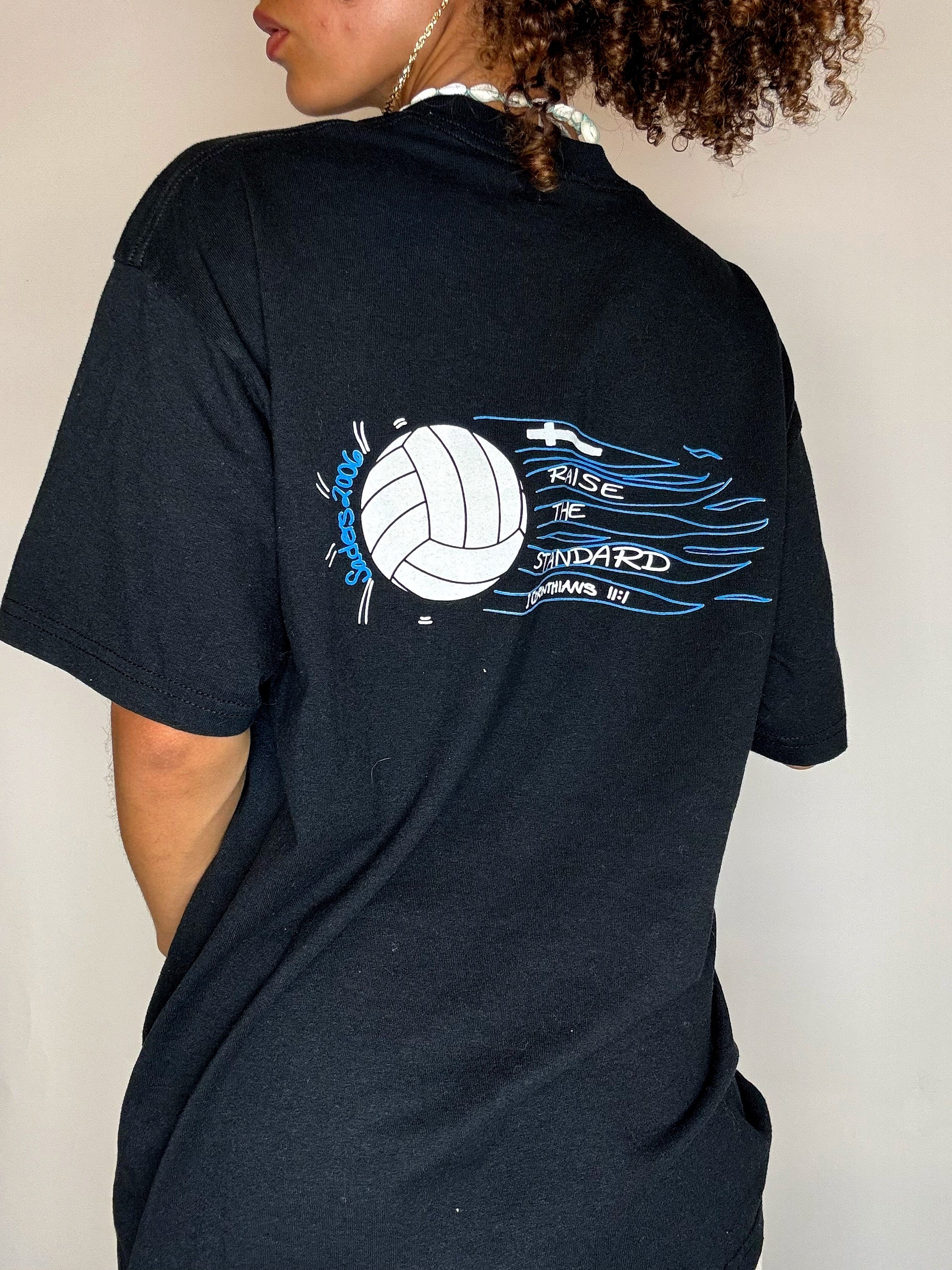 UNITY VOLLEY L Vintage schwarzes T-Shirt 