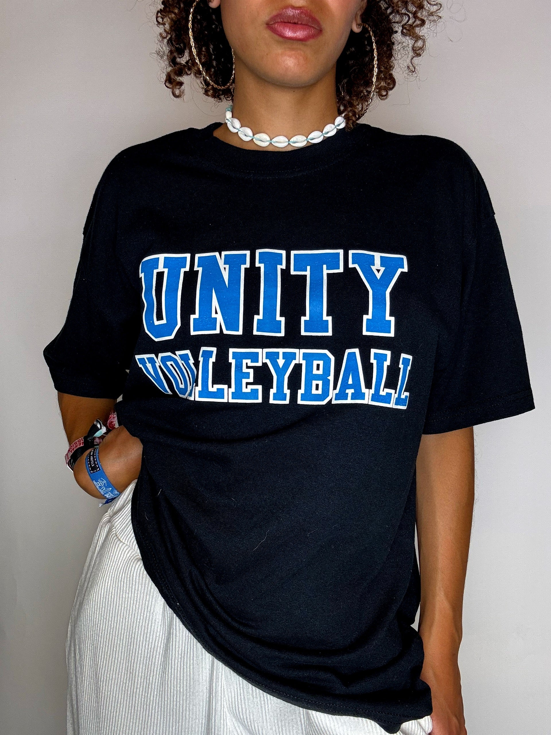 UNITY VOLLEY L Vintage schwarzes T-Shirt 