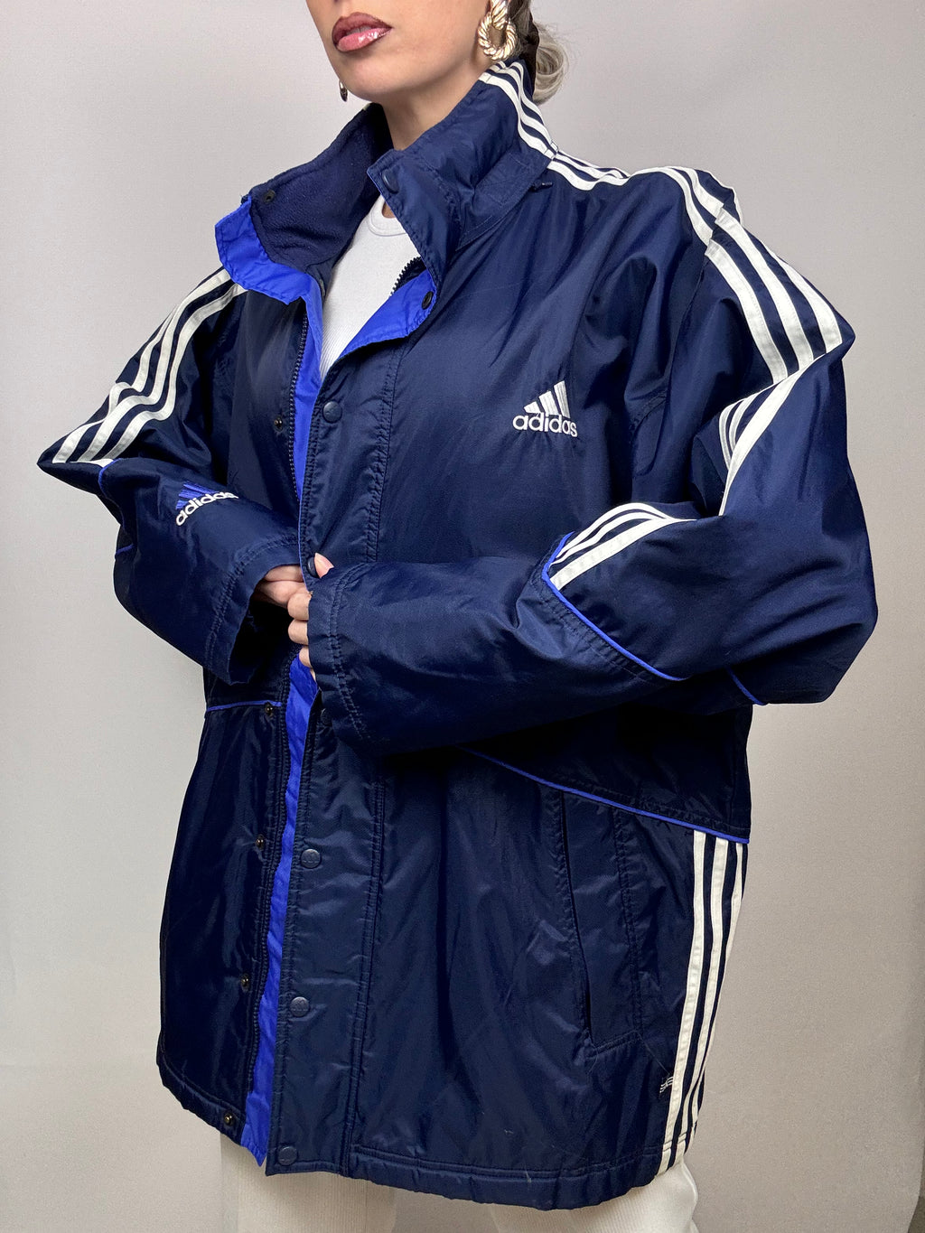 ADIDAS Blau XL Vintage Wasserdichte Jacke