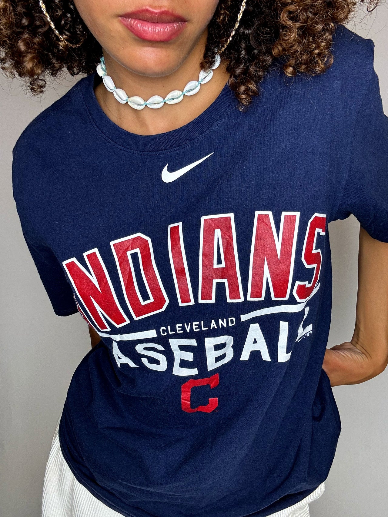 Tee shirt bleu NIKE x INDIAN BASEBALL M vintage