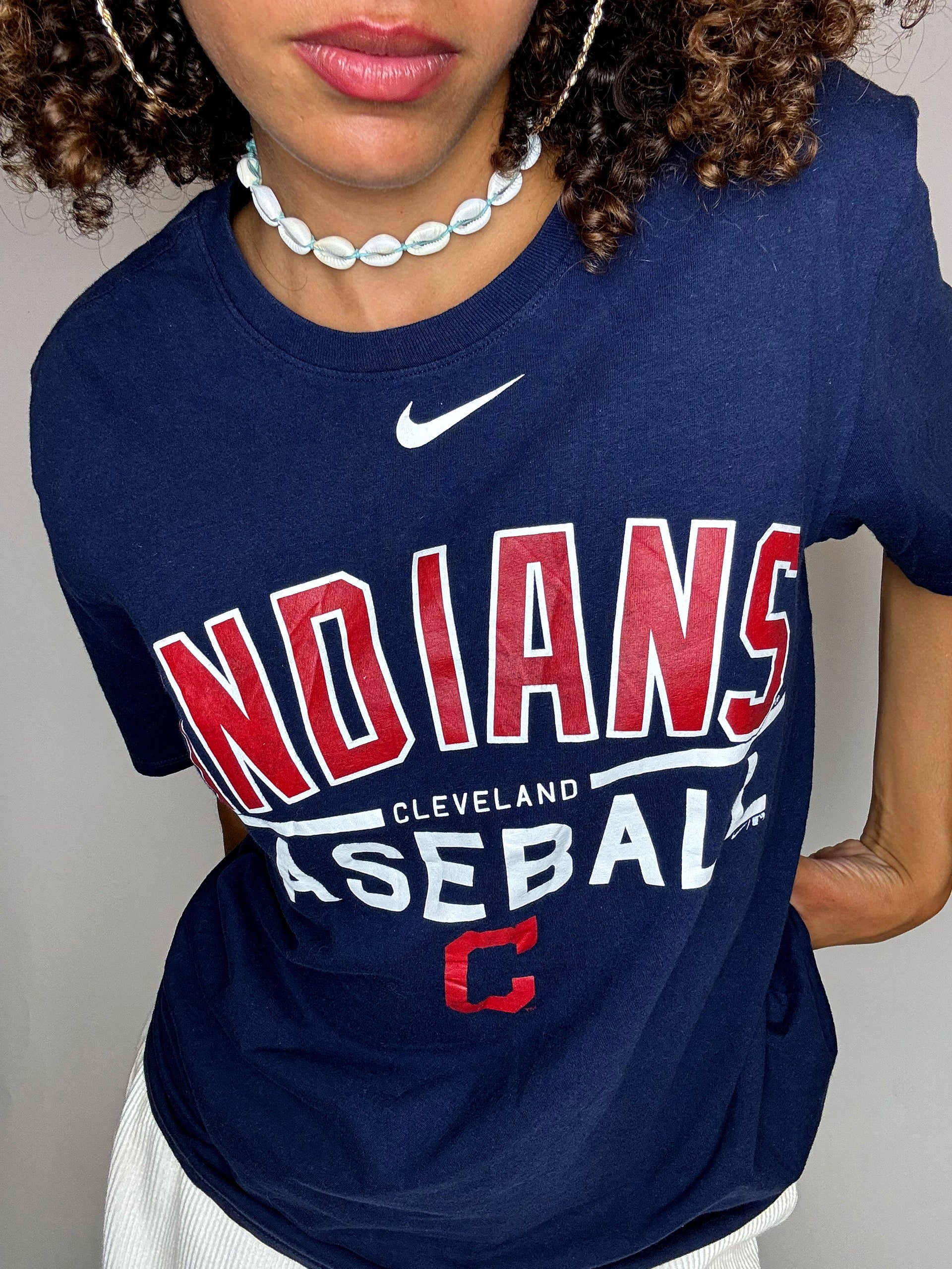 Tee shirt bleu NIKE x INDIAN BASEBALL M vintage
