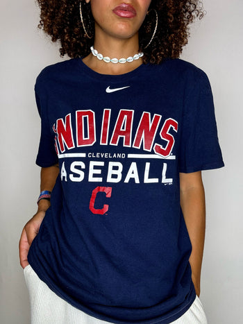Tee shirt bleu NIKE x INDIAN BASEBALL M vintage