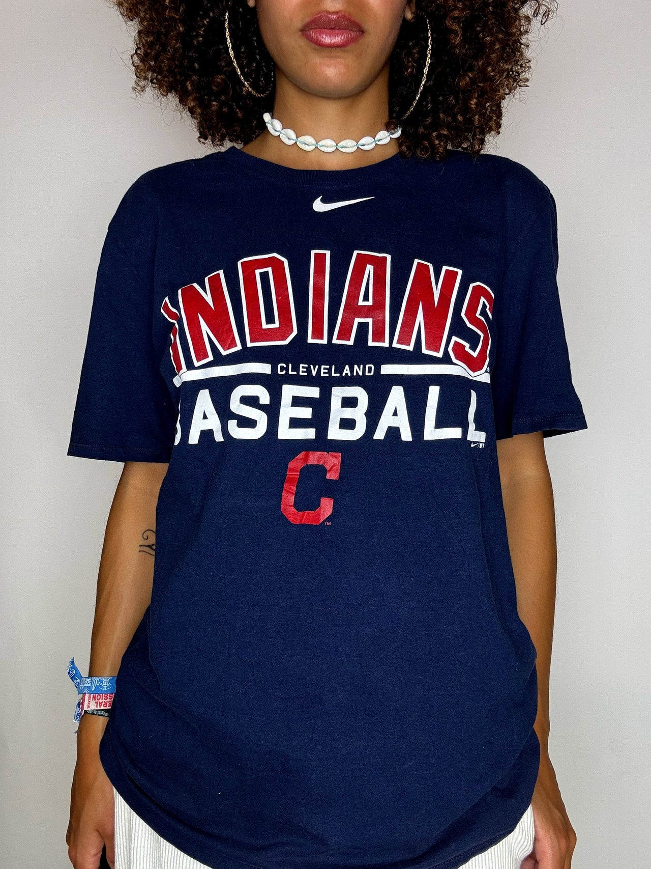 Tee shirt bleu NIKE x INDIAN BASEBALL M vintage