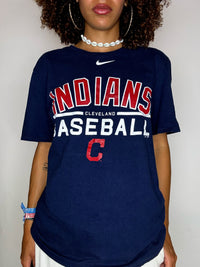Tee shirt bleu NIKE x INDIAN BASEBALL M vintage