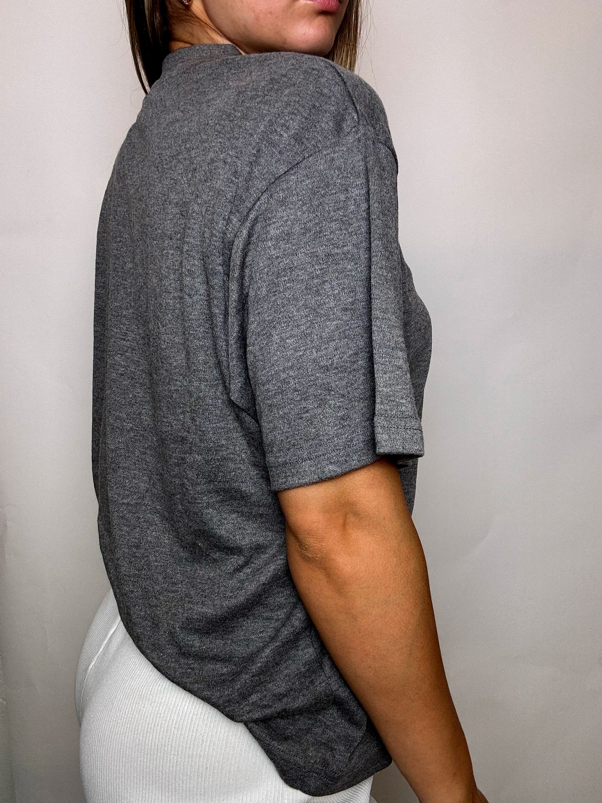 Vintage besticktes graues Roma M T-Shirt