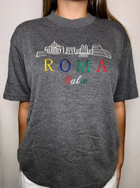 Vintage besticktes graues Roma M T-Shirt