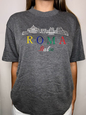 Tee shirt gris brodé roma M vintage